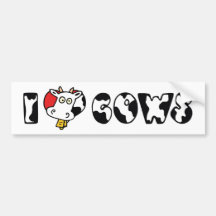 I Love Cows Bumper Sticker