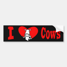 I Love Cows Bumper Sticker