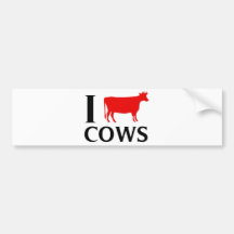 I Love Cows Bumper Stickers