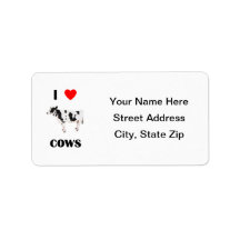 I Love Cows Custom Address Labels