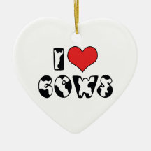 I Love Cows Ornament