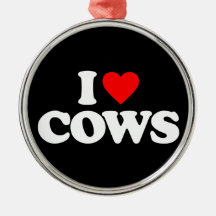 I LOVE COWS ORNAMENTS