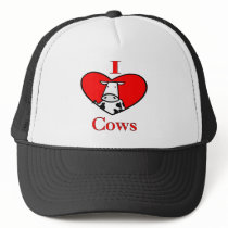 I Love Cows Red Trucker Hat