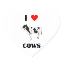I Love Cows Heart Sticker