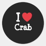 I love Crab heart T-Shirt Round Stickers