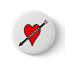 I Love Cricket Heart Pinback Button