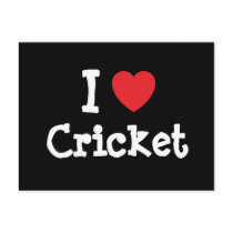 I love Cricket heart custom personalized postcards