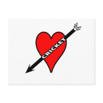I Love Cricket Heart Post Card