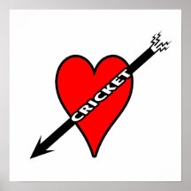 I Love Cricket Heart Posters