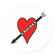 I Love Cricket Heart Round Sticker
