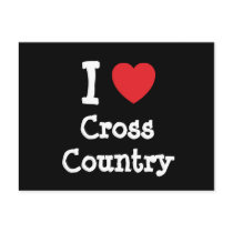 I love Cross Country heart custom personalized postcards
