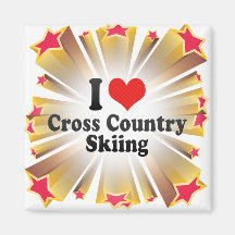 I Love Cross Country Skiing Fridge Magnets