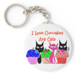 "I love cupcakes and cats"--Cupcake Lovers Gifts keychains