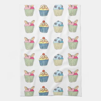I Love Cupcakes Kitchen Towel