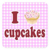 I Love Cupcakes Square Sticker