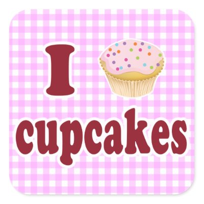 I Love Cupcakes Square Sticker