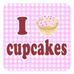 I Love Cupcakes Square Sticker
