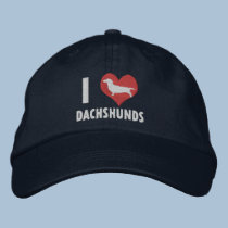 I Love Dachshunds embroidered hats by MenagerieMayhem I Love Dachshunds embroidered hats