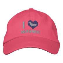 I Love Dachshunds Pink Embroidered Hat