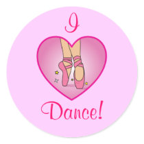 I Love Dance Ballerina Shoes in Heart: Sticker