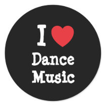 I love Dance Music heart custom personalized stickers