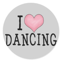 I Love Dancing Round Sticker