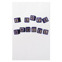 I love Daniel toy blocks in blue Stationery
