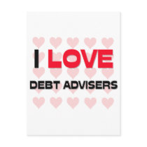 I LOVE DEBT ADVISERS postcards
