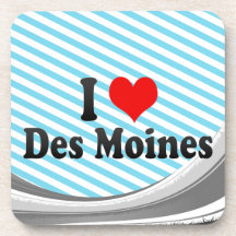 I Love Des Moines, United States Drink Coasters