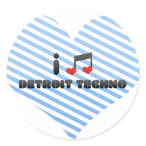 I Love Detroit Techno Round Sticker