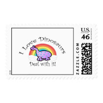 I love dinosaurs deal with it postage stamp