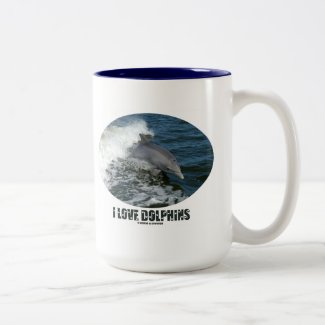 I Love Dolphins (Bottlenose Dolphin Breaching) Coffee Mugs
