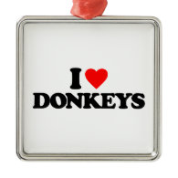 I LOVE DONKEYS CHRISTMAS TREE ORNAMENT