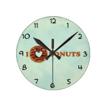 I love Donuts Round Wall Clocks