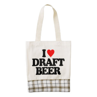 I LOVE DRAFT BEER ZAZZLE HEART TOTE BAG