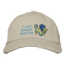 I Love  Dragon Boating Embroidered Baseball Caps