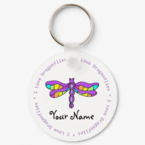 I Love Dragonflies Customizable Keychain