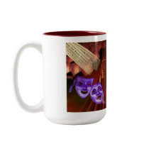 I Love Drama with drama masks on back mugs by kidsbackporchprod I Love Drama with drama masks on back mugs