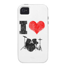 I Love Drums Distressed iPhone 4 Case