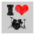 I Love Drums Distressed Poster posters