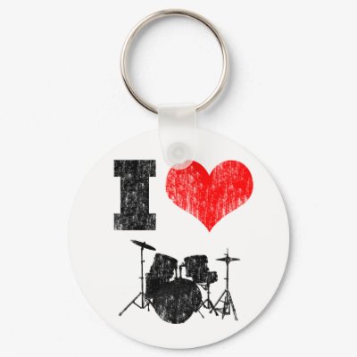 I Love Drums Key Chain by oldrockerdude
