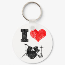 I Love Drums keychains