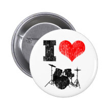 I Love Drums Pinback Button