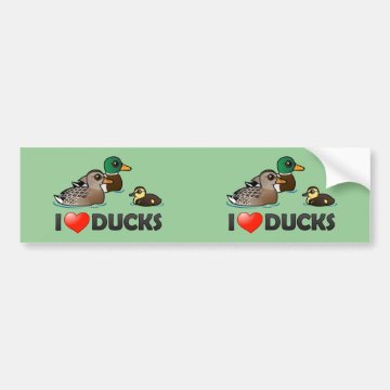 I Love Ducks Bumper Sticker < Love and Hearts < Birdorable