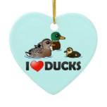 I Love Ducks Heart Ornament