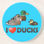I Love Ducks Sandstone Drink Coaster