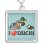 I Love Ducks Silver Plated Necklace
