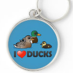 I Love Ducks Premium Round Keychain