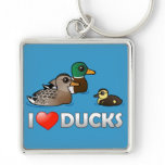 I Love Ducks Premium Square Keychain