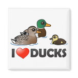 I Love Ducks Square Magnet